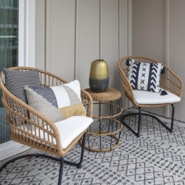 a couple of chairs and a table